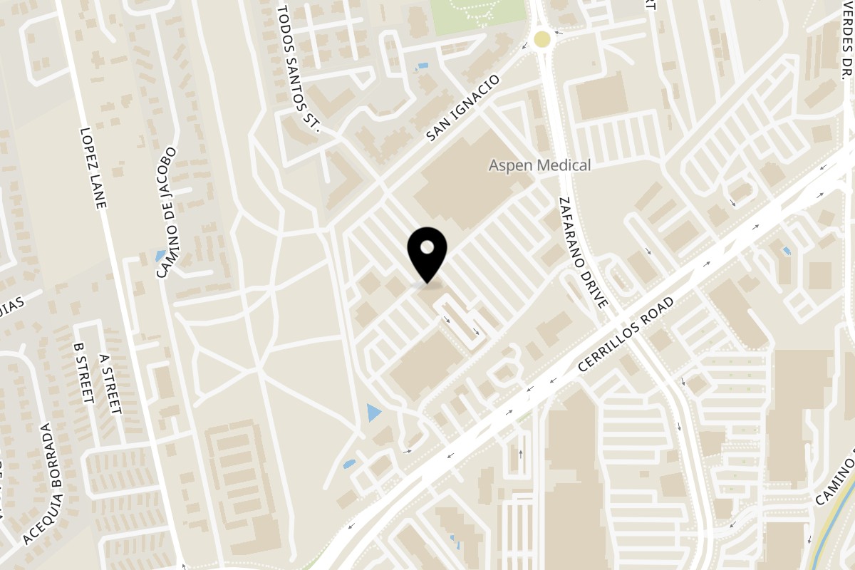 Map showing the location of El Milagro Restaurant on 3482 Zafarano Dr C in Santa Fe